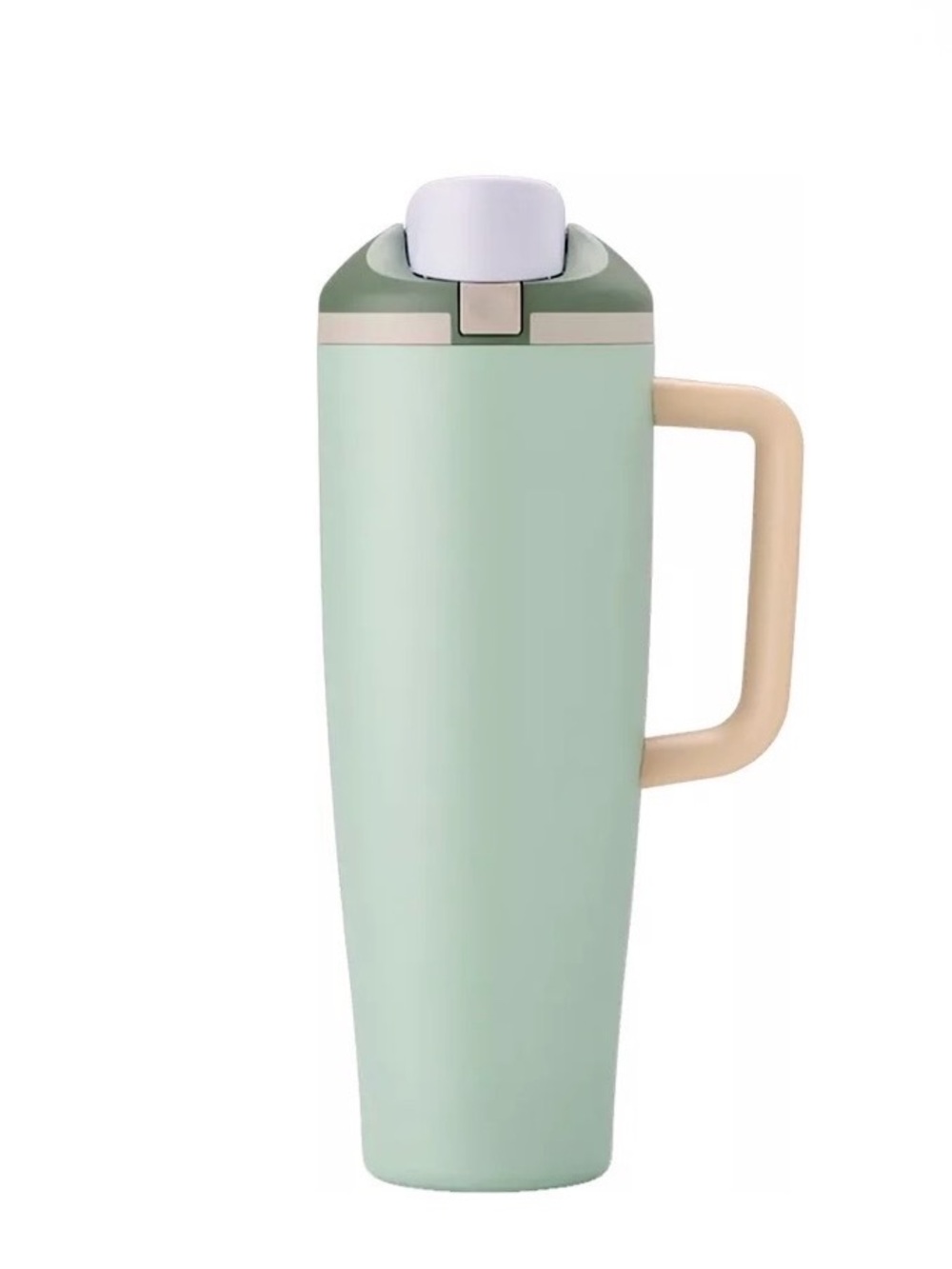 Unbranded  Eucalyptus Green Travel Mug with Beige Handle